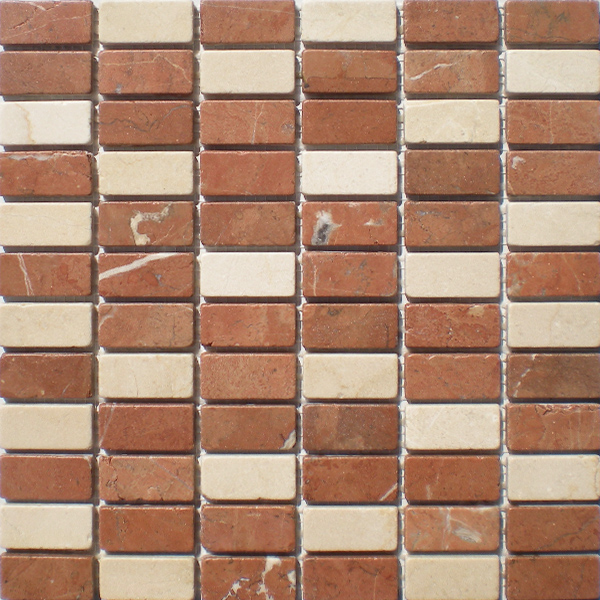  Mosaico de mármol Rojo y Crema Marfil (2,3x4,7)